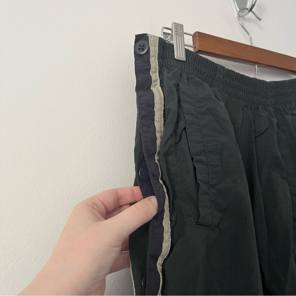 Vintage Abercrombie Snap Button Tearaway Nylon Pants Indian Y2K Baggy Green L - Picture 5 of 11